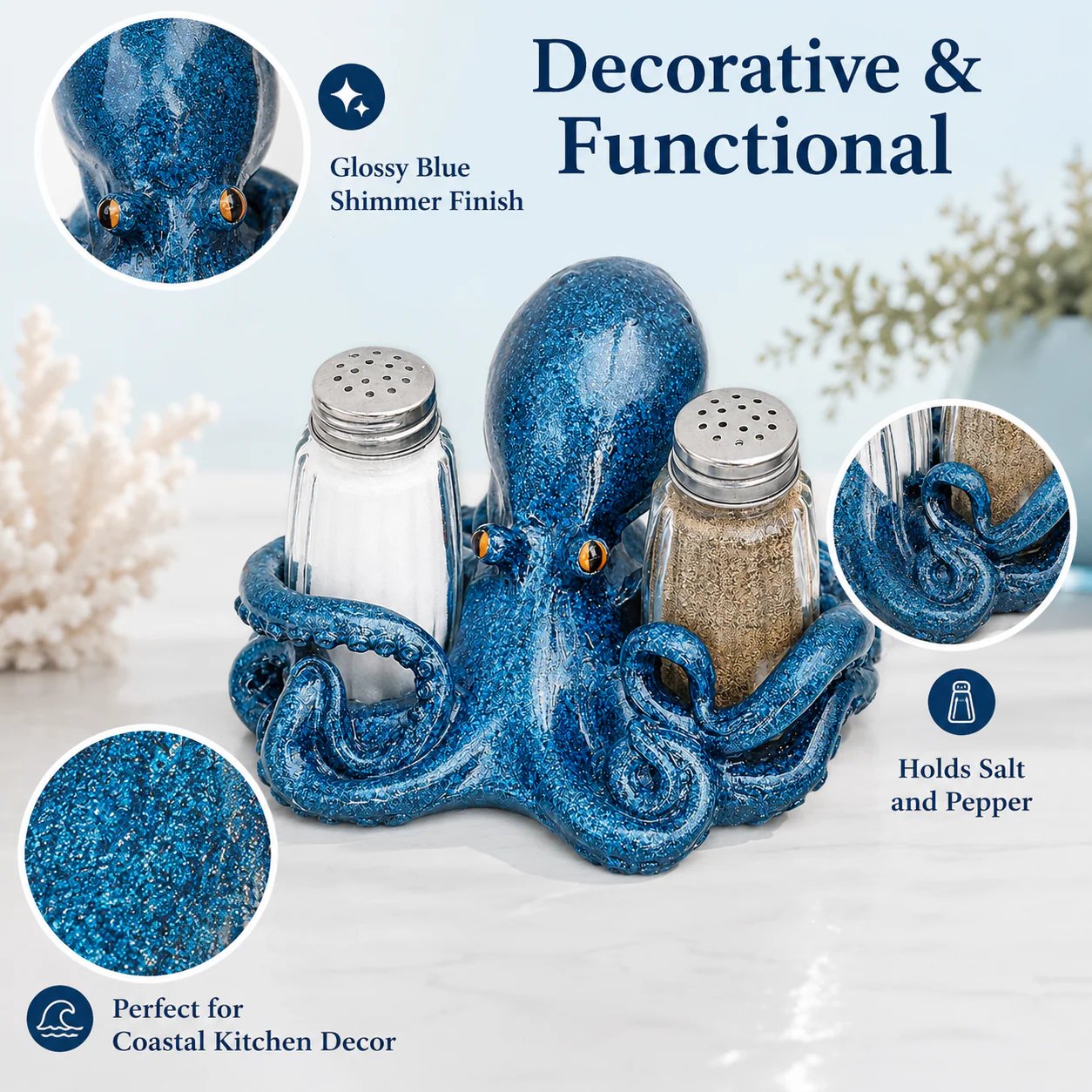 ⚡Hot Sales 49% OFF🔥Coastal Animal Salt & Pepper Shaker Holder Set