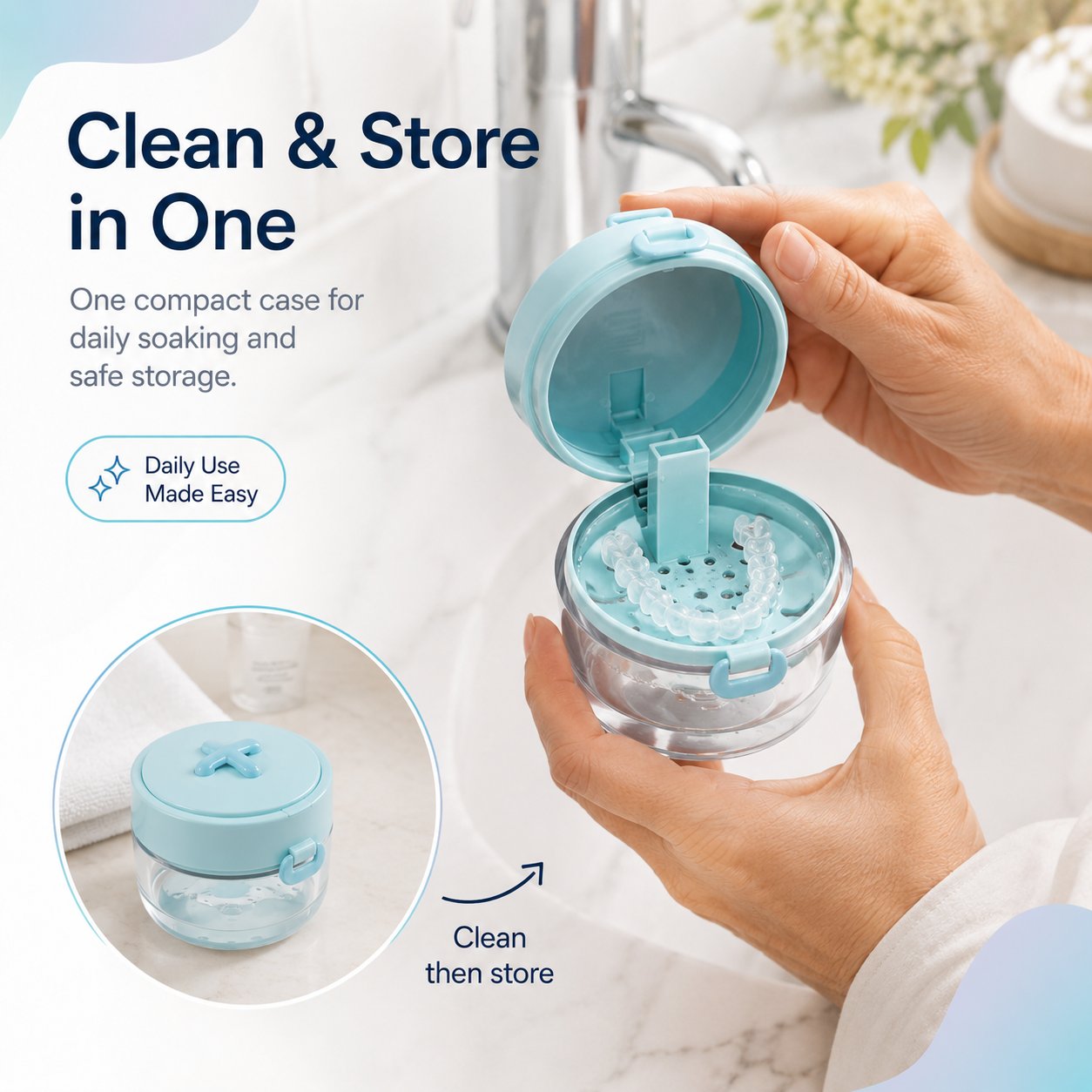 💧Last Day 50% OFF - Portable Retainer and Denture Cleaning Case with Magnetic Lifting Tray