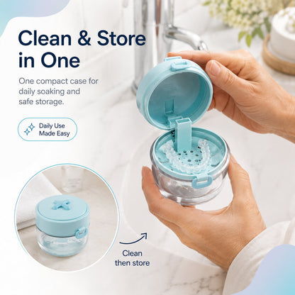 💧Last Day 50% OFF - Portable Retainer and Denture Cleaning Case with Magnetic Lifting Tray