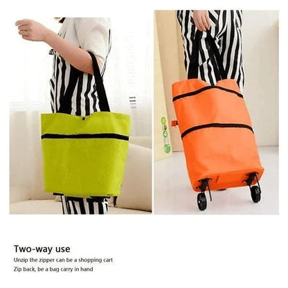 🛒2-in-1 Foldable Shopping Trolley – Sturdy Shopping Bag on Wheels for Supermarket, Market & Travel