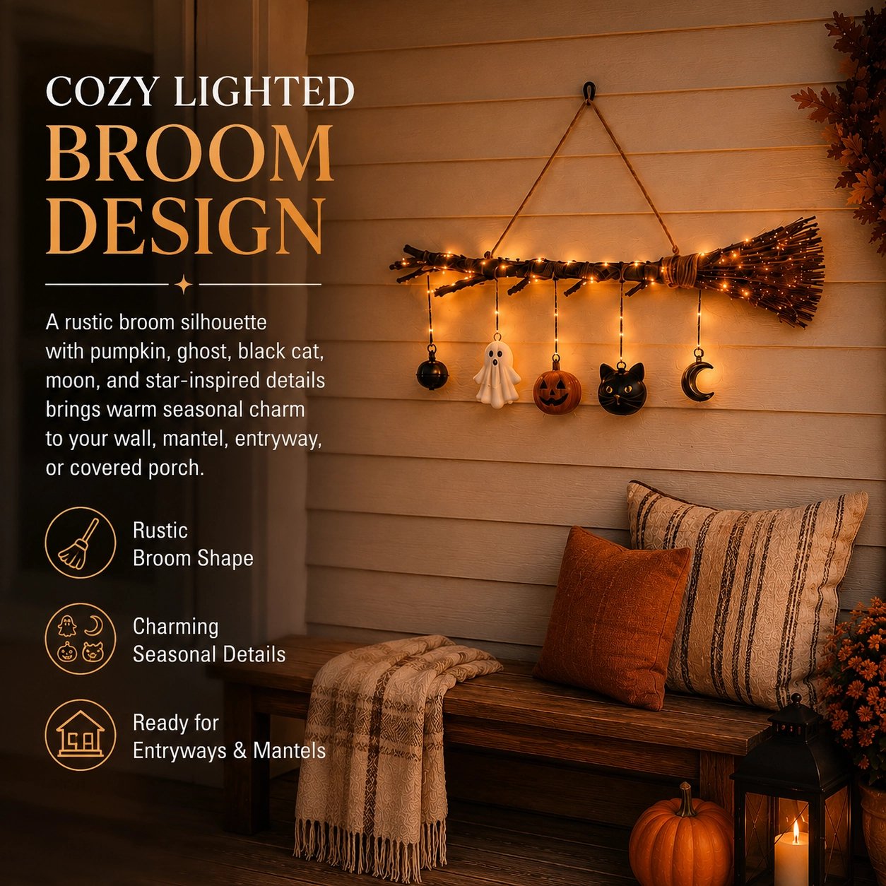 ⚡Hot Sales 49% OFF🔥Lighted Fall Broom Wall Hanging🍂