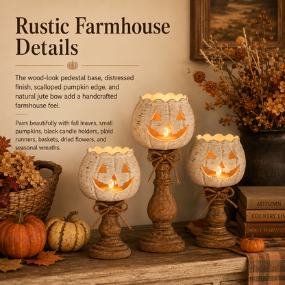 🎃2026 Bestseller✨Rustic White Pumpkin Tealight Candle Holder 🔥
