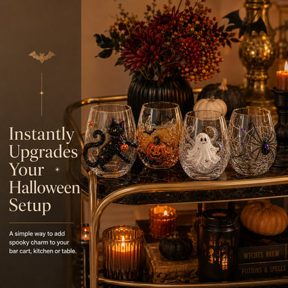 🎃 3D Halloween Artisan Glassware Collection | For Magical Halloween Sips, Eye-Catching 3D Details, Luminous Festive Party Moments & Cozy Fall Home Bar Glow
