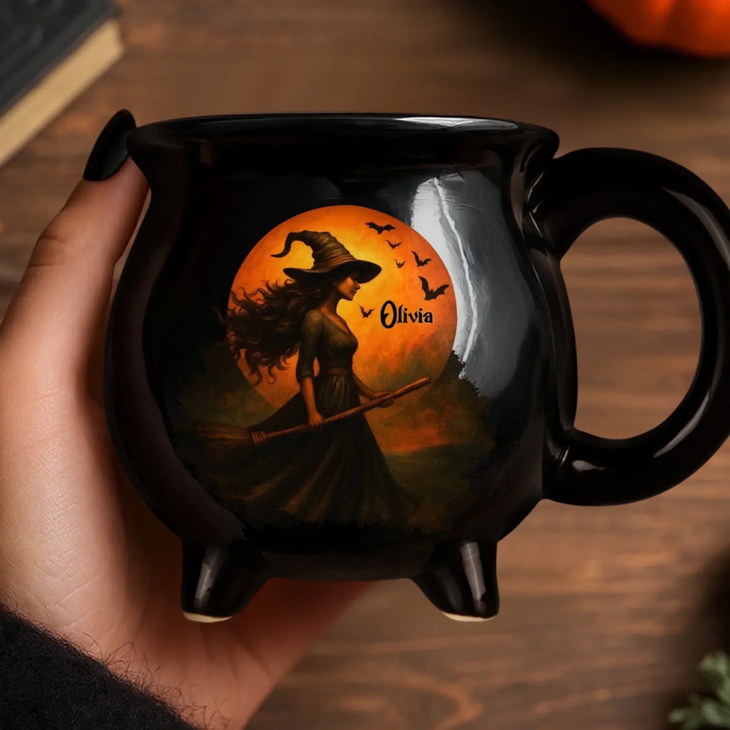 Custom Witch Cauldron Coffee Mug - Personalized Halloween Witchy Gifts For Besties, Sisters, BFF, Family, Yourself - Witching You A Wicked Brew