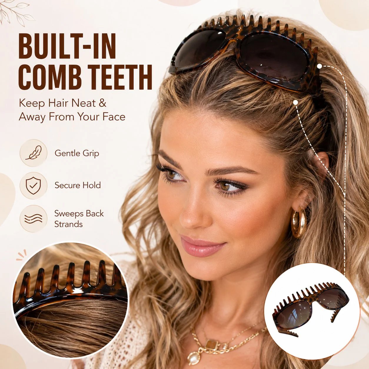 🔥 48K+ Sold |Sunglasses That Double as a Headband – 2-in-1 with Built-In Comb Teeth