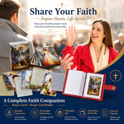 ✝️🎁Catholic Genuine Leather Holy Card Holder – Pocket Prayer Card Organizer with Snap Closure