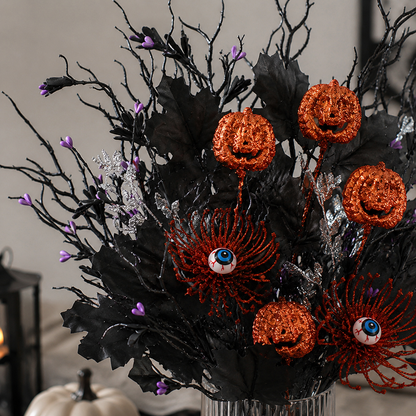 👻Halloween Eyeball Pumpkin Branch Ornaments, Creative Gothic Floral Decorations