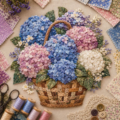 🔥HOT SALE 50% OFF - 🌸Floral Basket Patchwork DIY Kit | 3D Layered Fabric Flower Art Craft for Home Decor & Gifts
