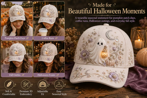 🔥HOT SALE 50% OFF - 🧙‍♀️✨3D Halloween Embroidery Cap🧢(Breathable & Lightweight Comfort & Unisex Fit)