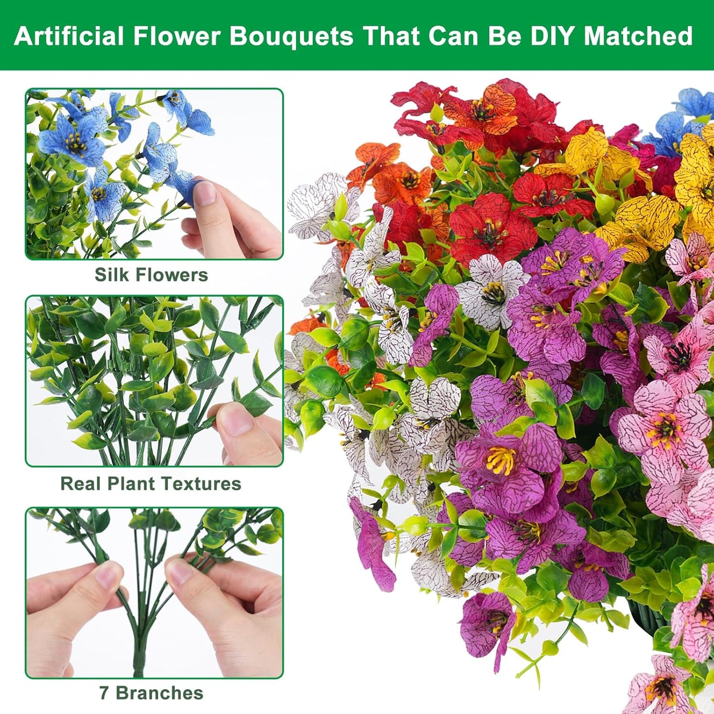 🌸UV Resistant Artificial Flowers – Fade-Free & Colorful for Garden, Patio, Home Decor