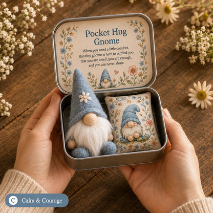 🔥 HOT SALE 49% OFF – 💌 Pocket Hug Gnome Comfort Gift Tin | Mini Plush Keepsake with Heartfelt Message, Matching Cushion & Protective Metal Case 🧸✨