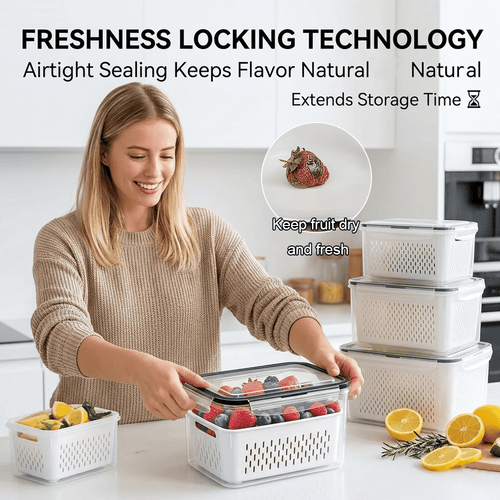 🍓 Refrigerator Food Storage Containers – Keep Fruits Fresh