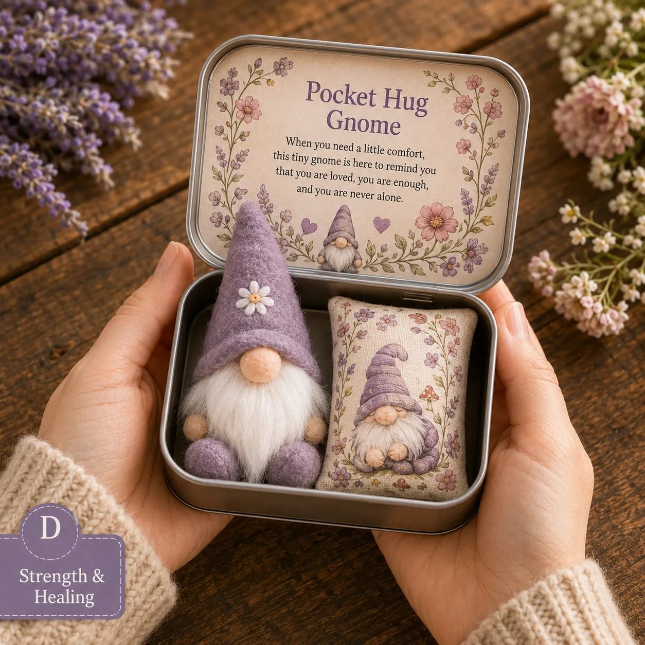 🔥 HOT SALE 49% OFF – 💌 Pocket Hug Gnome Comfort Gift Tin | Mini Plush Keepsake with Heartfelt Message, Matching Cushion & Protective Metal Case 🧸✨