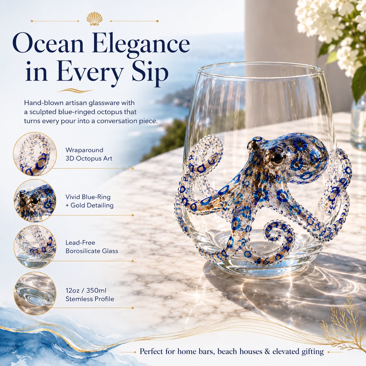 🌊 3D Ocean Animal Artisan Glassware Collection for Fresher Sips, Coastal Elegance & Elevated Home Bar Vibes