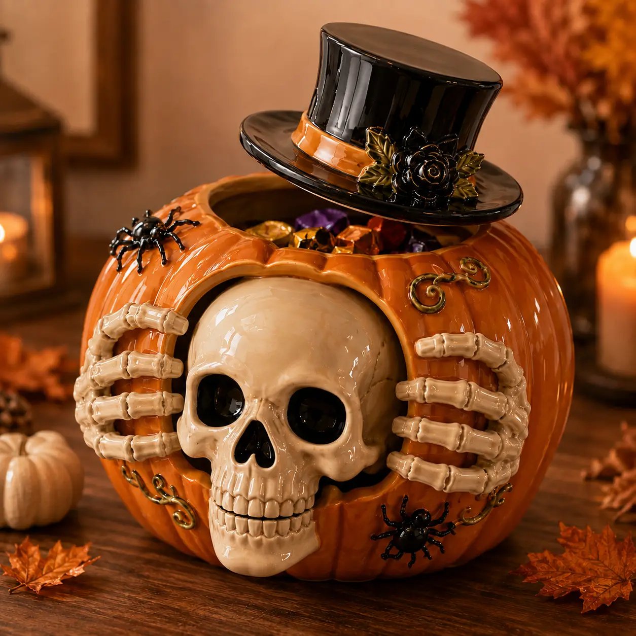 🎃Trick-or-Treat 🍬 Skull Pumpkin Candy Jar🔥🔥