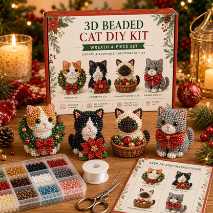 🔥🎁Create Your Own 3D Beaded Christmas Cats | Beginner-Friendly DIY Kit🎁