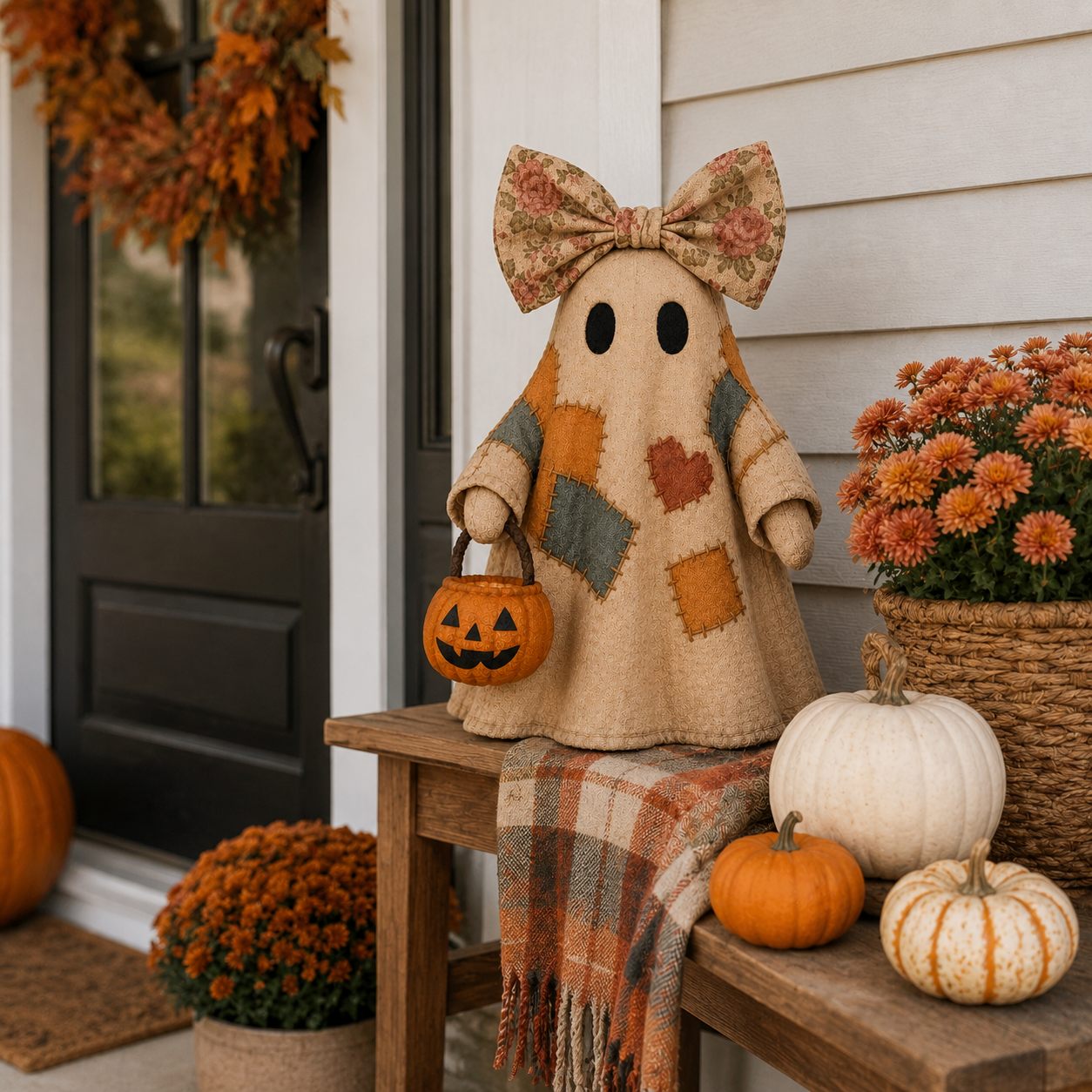 Lighted Vintage Patchwork Ghost