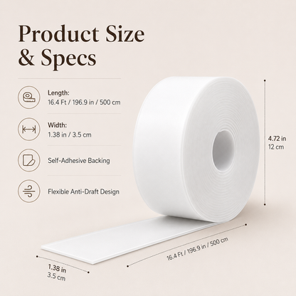 16.4Ft Door Weather Stripping | Adhesive Draft Stopper Seal Strip for Doors, Windows & Shower Doors