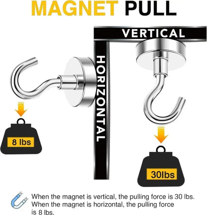 8 Pack Swivel Swing Magnetic Hooks 30LBS
