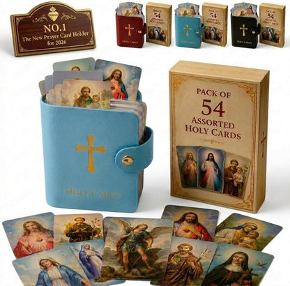 🔥Day Sale 50% OFF🔥Catholic Genuine Prayer Card Holder with 54 Holy Cards- Keep Your Prayers Close💙