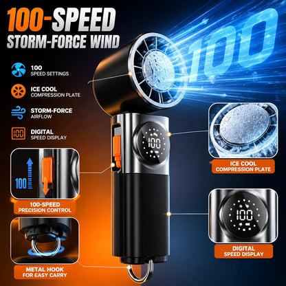 ❄️ 3-in-1 Foldable Ice Cooling Handheld Fan | Portable Fan with Built-in 3600mAh Power Bank