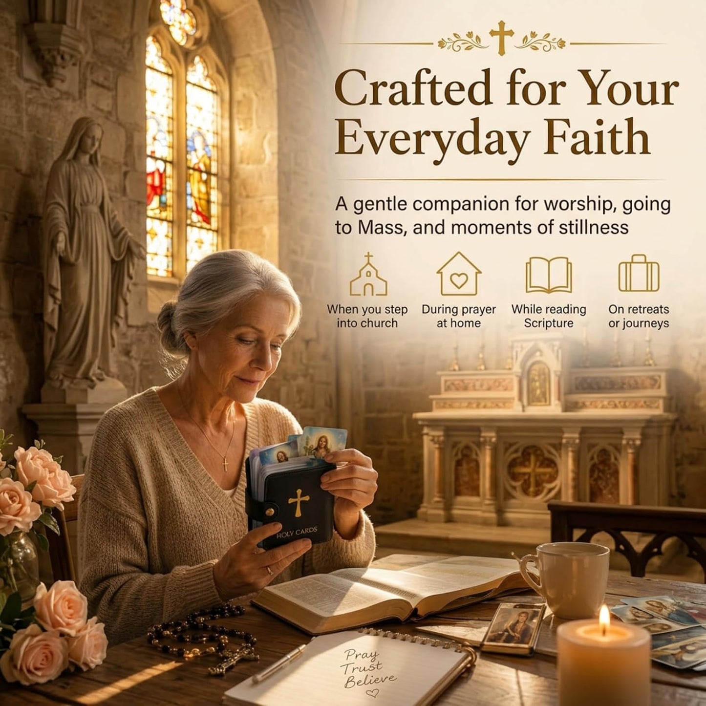 🔥Day Sale 50% OFF🔥Catholic Genuine Prayer Card Holder with 54 Holy Cards- Keep Your Prayers Close💙