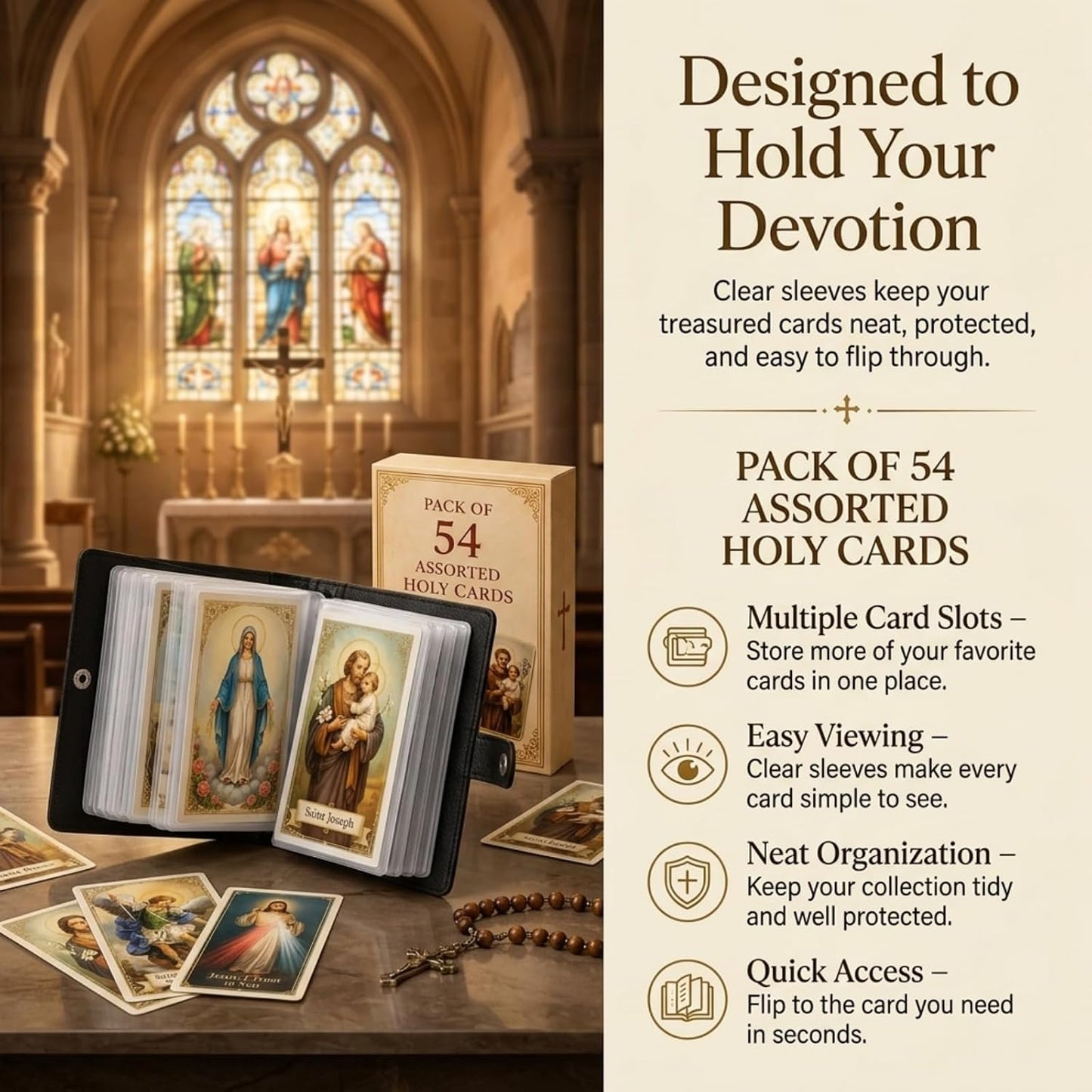 🔥Day Sale 50% OFF🔥Catholic Genuine Prayer Card Holder with 54 Holy Cards- Keep Your Prayers Close💙