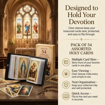 🔥Day Sale 50% OFF🔥Catholic Genuine Prayer Card Holder with 54 Holy Cards- Keep Your Prayers Close💙
