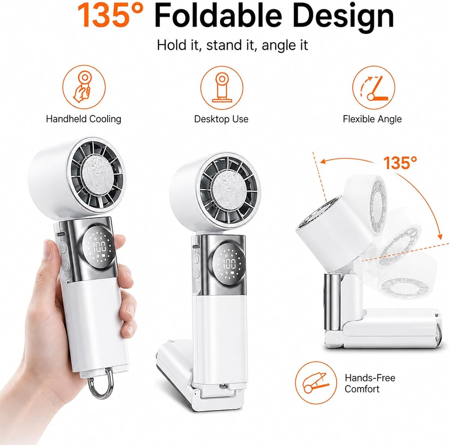❄️ 3-in-1 Foldable Ice Cooling Handheld Fan | Portable Fan with Built-in 3600mAh Power Bank