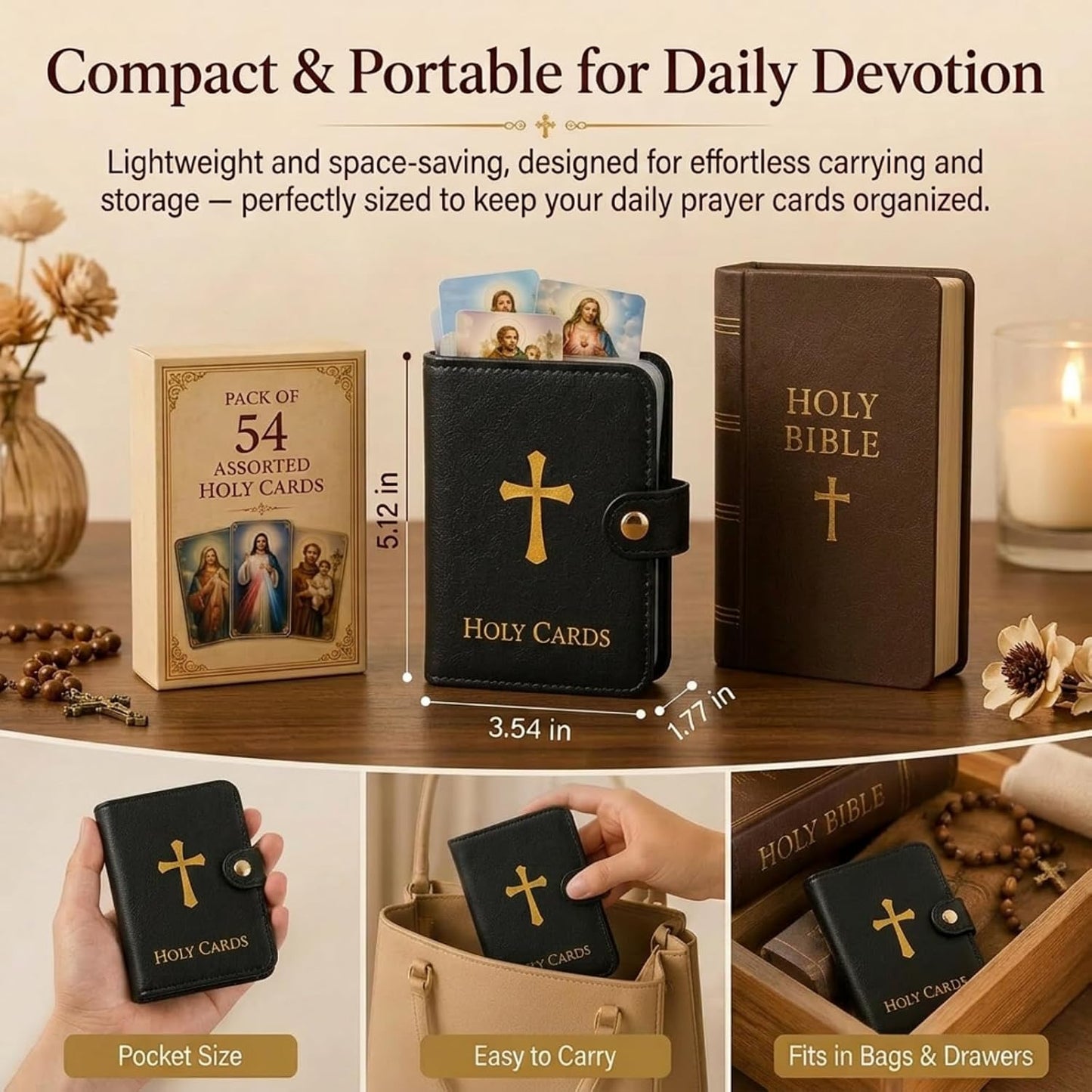 🔥Day Sale 50% OFF🔥Catholic Genuine Prayer Card Holder with 54 Holy Cards- Keep Your Prayers Close💙