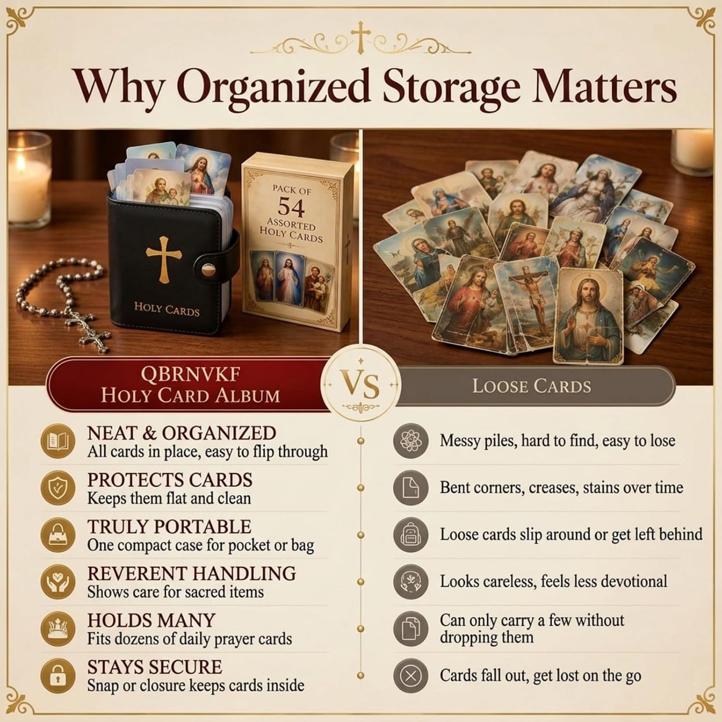 🔥Day Sale 50% OFF🔥Catholic Genuine Prayer Card Holder with 54 Holy Cards- Keep Your Prayers Close💙