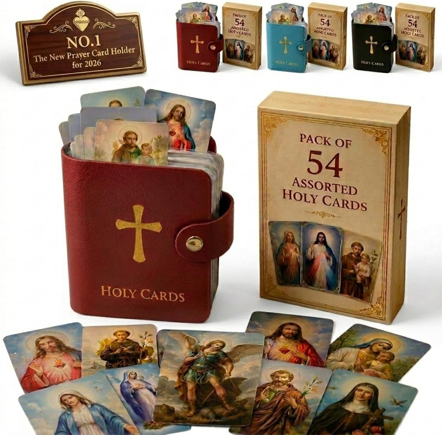 🔥Day Sale 50% OFF🔥Catholic Genuine Prayer Card Holder with 54 Holy Cards- Keep Your Prayers Close💙
