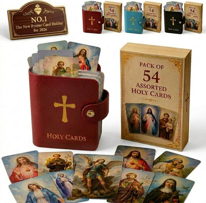 🔥Day Sale 50% OFF🔥Catholic Genuine Prayer Card Holder with 54 Holy Cards- Keep Your Prayers Close💙