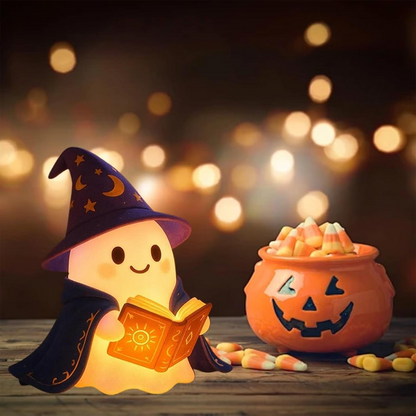 👻Wizard Reading Ghost LED Night Light Resin Cute Desk Lamp Portable Hallowee