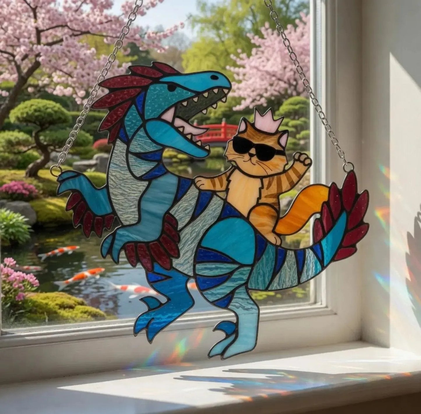 🔥Last Day 57% OFF – 🐉🐱 Princess Donut & Mongo Stained Glass Suncatcher | Dungeon Crawler Carl Window Hanging ✨