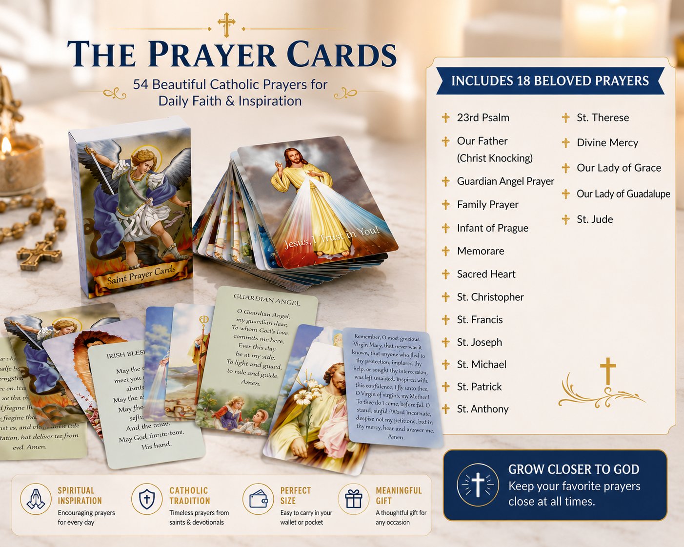 ✝️🎁Catholic Genuine Leather Holy Card Holder – Pocket Prayer Card Organizer with Snap Closure
