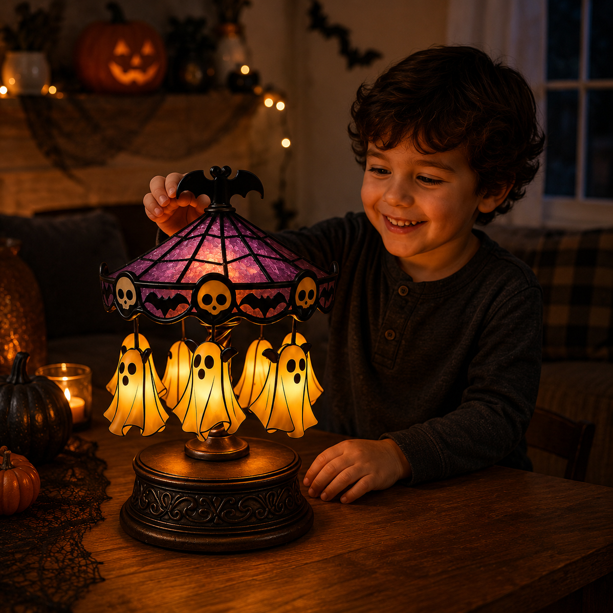 🔥 Hot Sale 50% OFF 🎠 Ghost Carousel Motion Night Light – Cozy Halloween Glow🎃