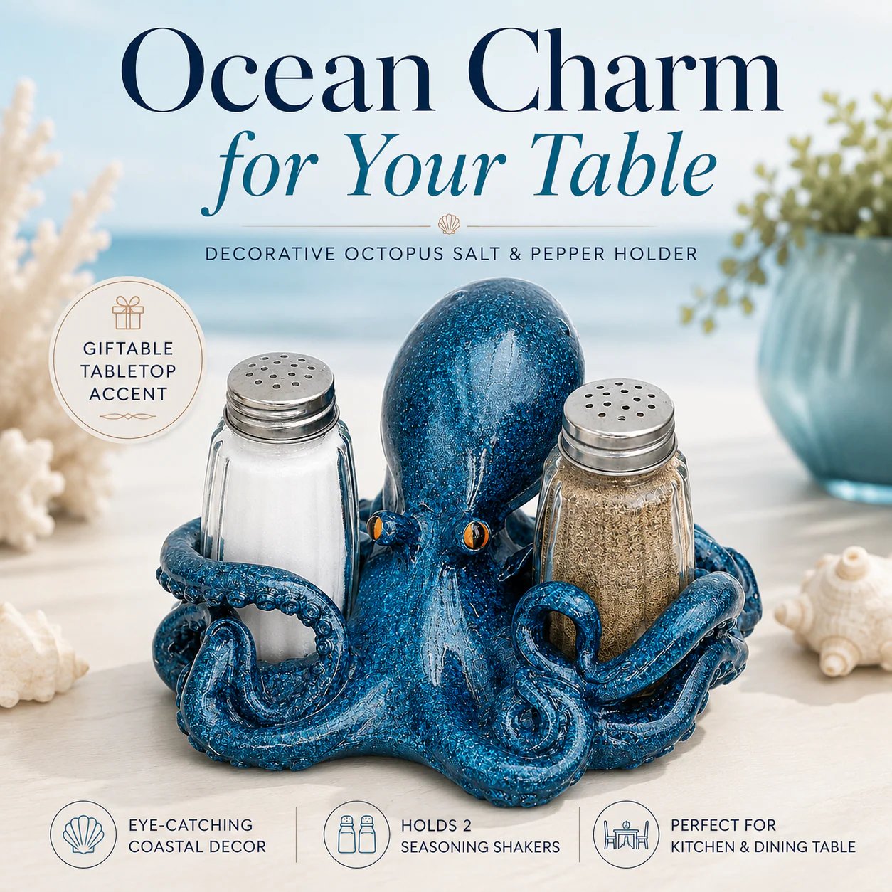⚡Hot Sales 49% OFF🔥Coastal Animal Salt & Pepper Shaker Holder Set