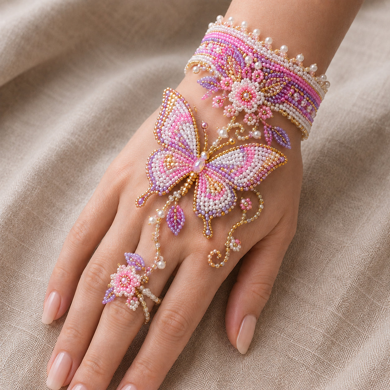 🔥Save 49%  – NEW ARRIVAL✨ DIY Beaded Hand Bracelet Kit – Create Your Own Wearable Art🔥