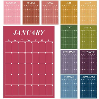 🏫📅Back to School Large Wall Calendar - Dry Erase Undated Weekly 12 Monthly Planner
