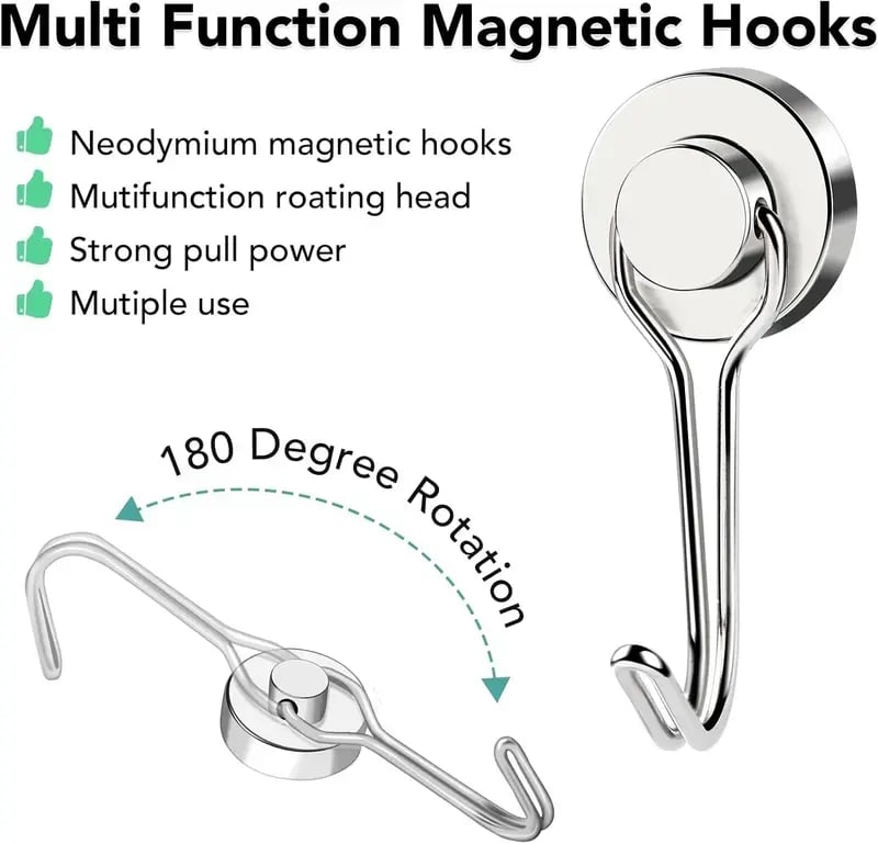 8 Pack Swivel Swing Magnetic Hooks 30LBS