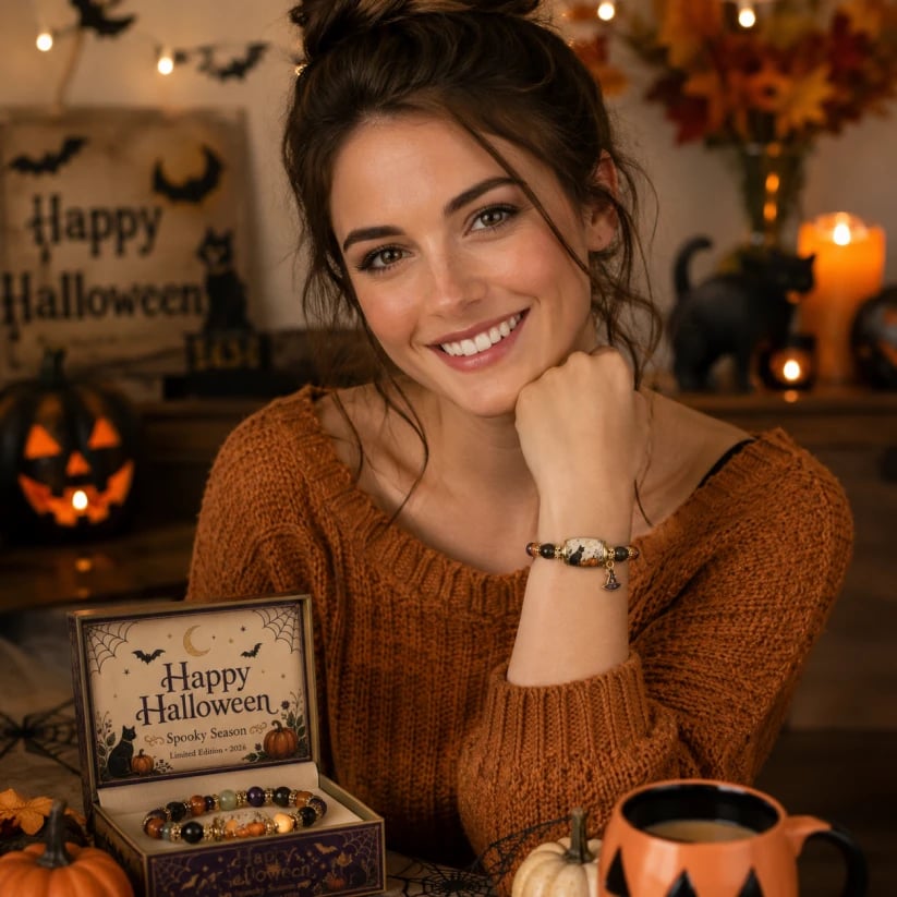 🔥HOT SALE 50% OFF👻Limited Edition 2026 Halloween Black Cat Pumpkin Beaded Bracelet Gift Set🎁