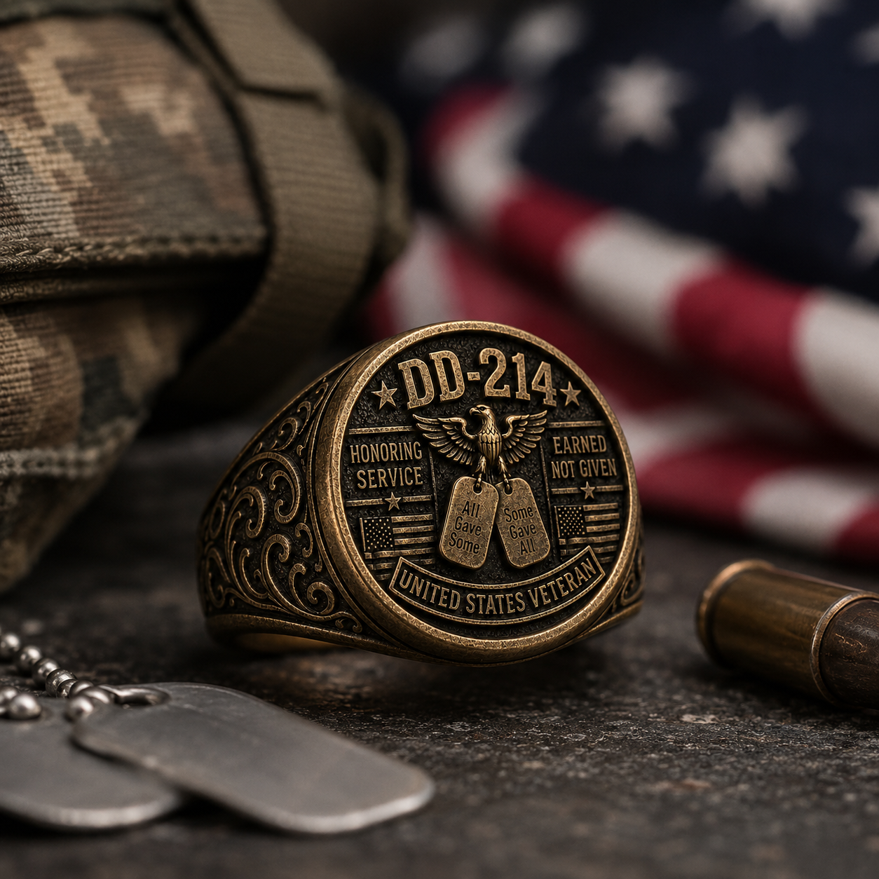 🎖️ DD-214 Veteran Honor Ring — "All Gave Some & Some Gave All"