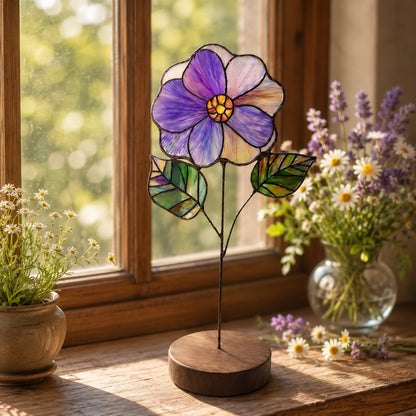 🌸Handmade Stained Glass Flower Freestanding Window Decor