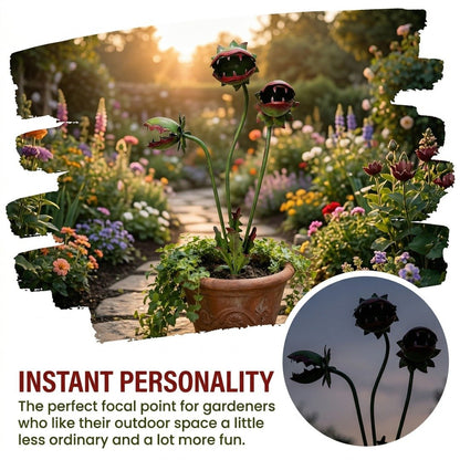 Whimsical Metal Venus Flytrap Garden Stake