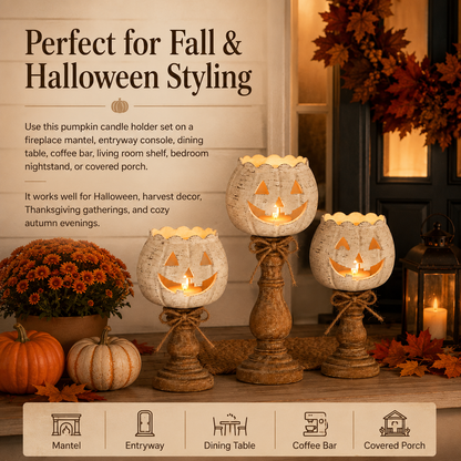 🎃2026 Bestseller✨Rustic White Pumpkin Tealight Candle Holder 🔥