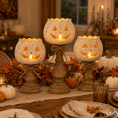 🎃2026 Bestseller✨Rustic White Pumpkin Tealight Candle Holder 🔥