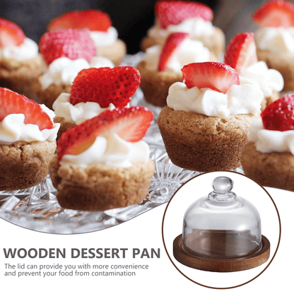 🍰 Mini Glass Dessert Dome with Wooden Base