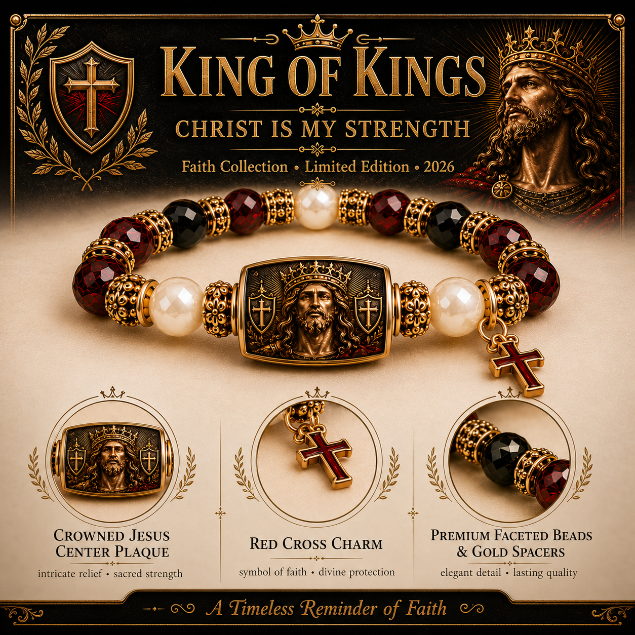 King Of Kings Christ Is My Strength Faith Bracelet✝️ | 2026 Limited Edition Bracelet
