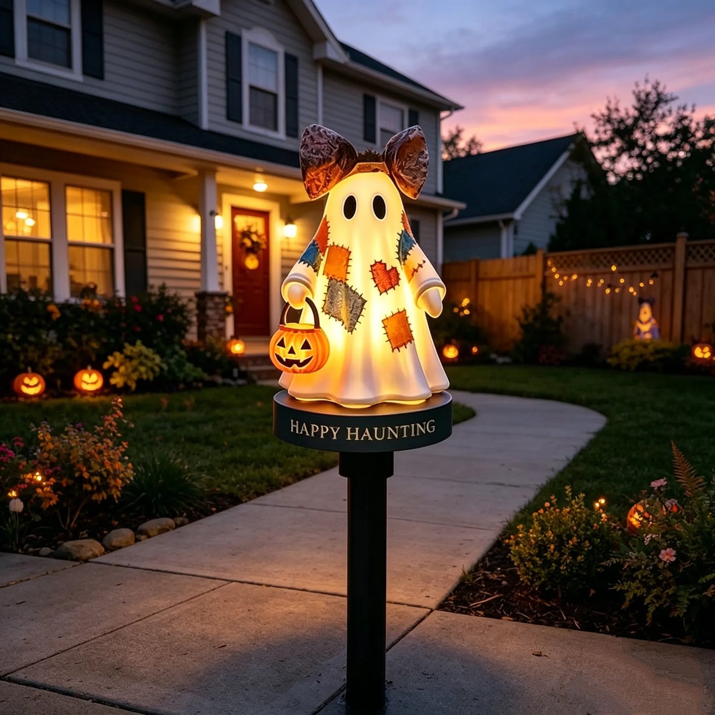 TODAY'S SPECIAL OFFER-50% OFF 🔥Lighted Vintage Patchwork Ghost Solar Garden Light